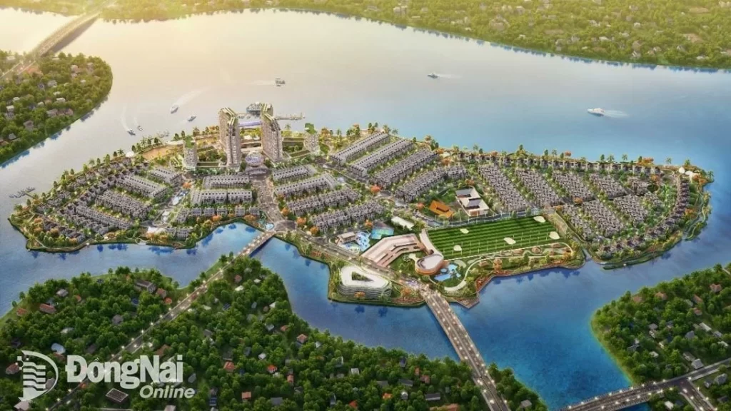 Phối cảnh Dự án Đảo Kim Quy tại cù lao Tân Vạn, thành phố Biên Hòa. Ảnh: Doanh nghiệp cung cấp